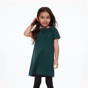 H&M Short Sleeve Emerald Green Glittery Dress 2T